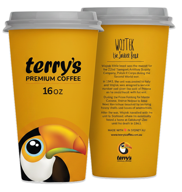 Terry's Premium Coffee branded takeaway cup